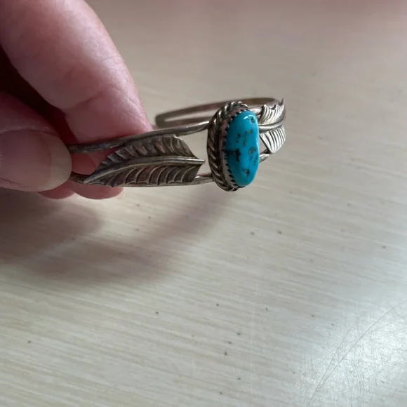 Percy Spenser Navajo Sterling turquoise bracelet Bangle - Picture 5 of 6